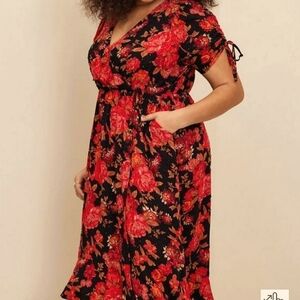 New torrid womens plus size midi linen surplice dress size 3